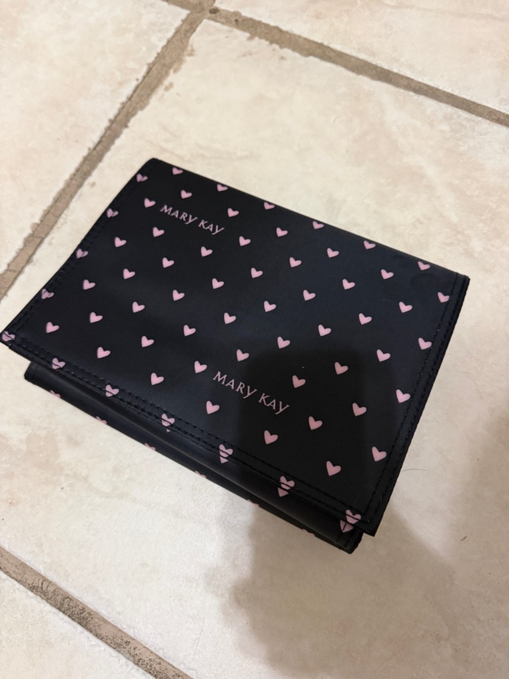 Mary Kay Black Pouch with Pink Heart Pattern